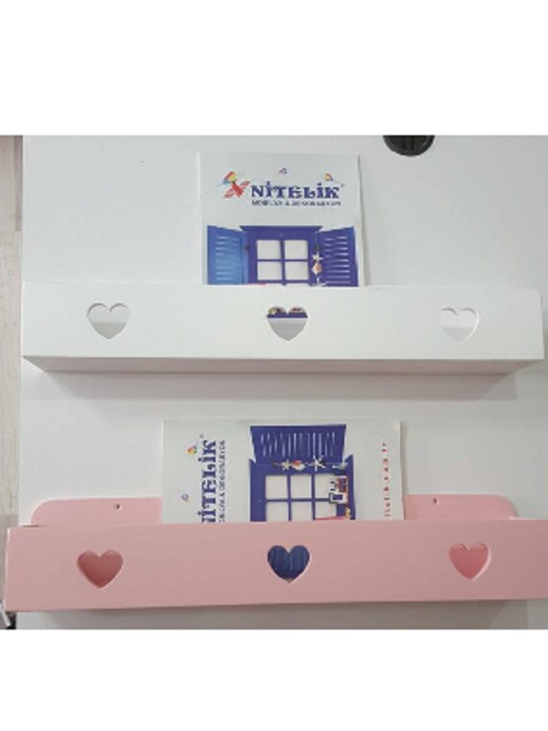 ÇİFTLİ KALPLİ LANA LAKE MONTESSORİ KİTAPLIK RAF