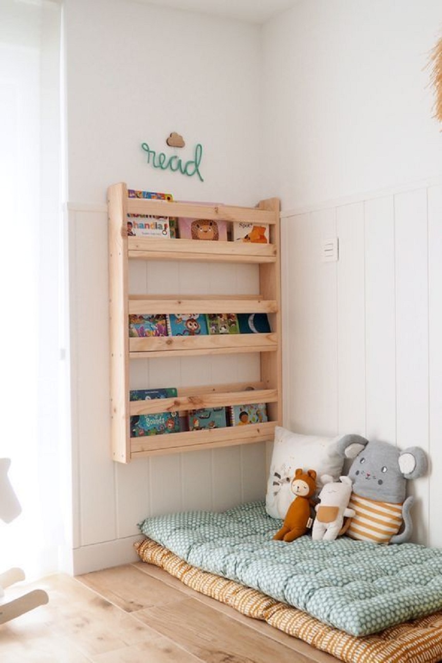 Duman Doğal Masif Ahşap Montessori Kitaplık